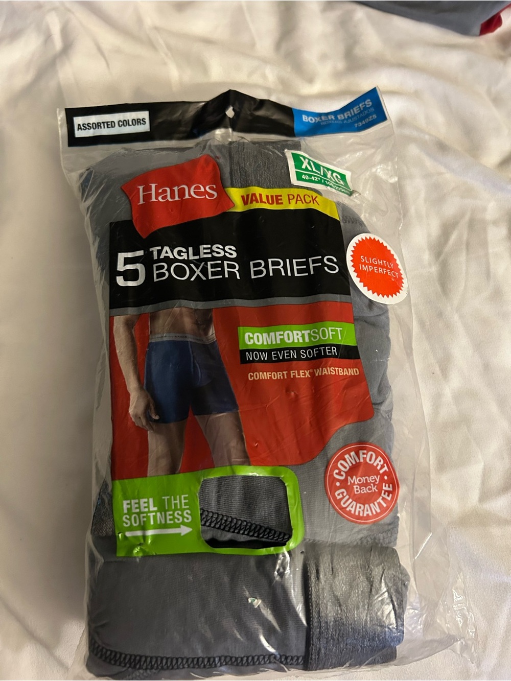 Hanes Tagless Boxer Briefs - Assorted (Gray & Blue)